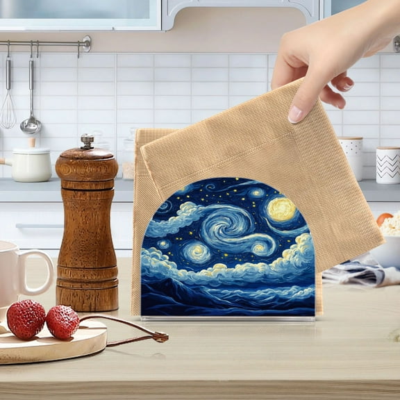 Qxltty Starry Night Acrylic Napkin Holder Set of 1 Transparent Dining Table Kitchen Cafeteria Home Decor 4.1x4.9x1.97in