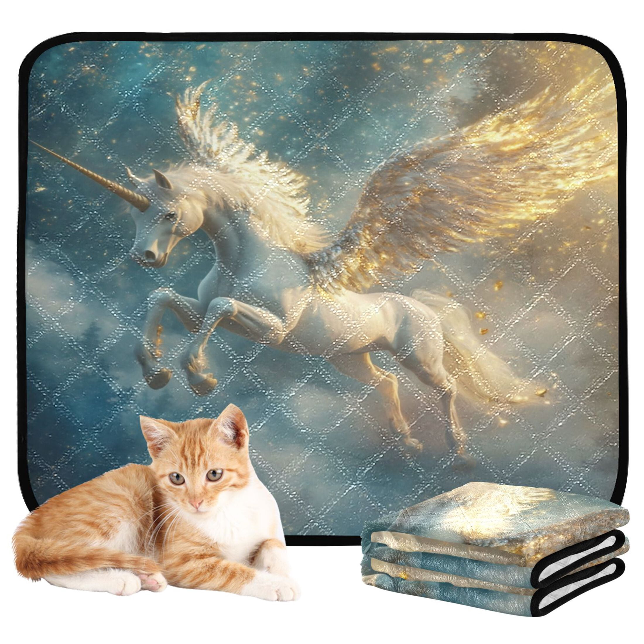 Qxltty Starry Sky Pegasus Cat litter Pads Pet Set of 3 Diaper Mats Center Anti-leakage Layer Absorbent Soft and Comfortable