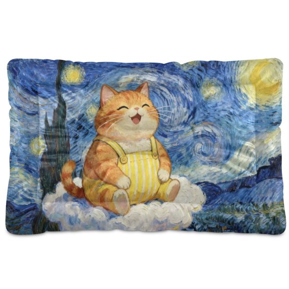 Qxltty Starry Sky Plump Cat Ped Pad Wear-resistant and Hard to Bite Through Sleeping Pad for Small Medium Large Dogs Winter Pet Bed 24×18in
