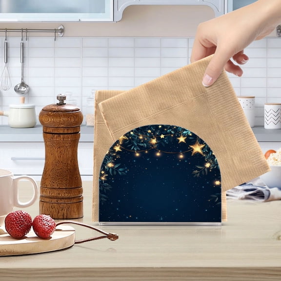 Qxltty Stars on A Dark Blue Sky Acrylic Napkin Holder Set of 1 Transparent Dining Table Kitchen Cafeteria Home Decor 4.1x4.9x1.97in