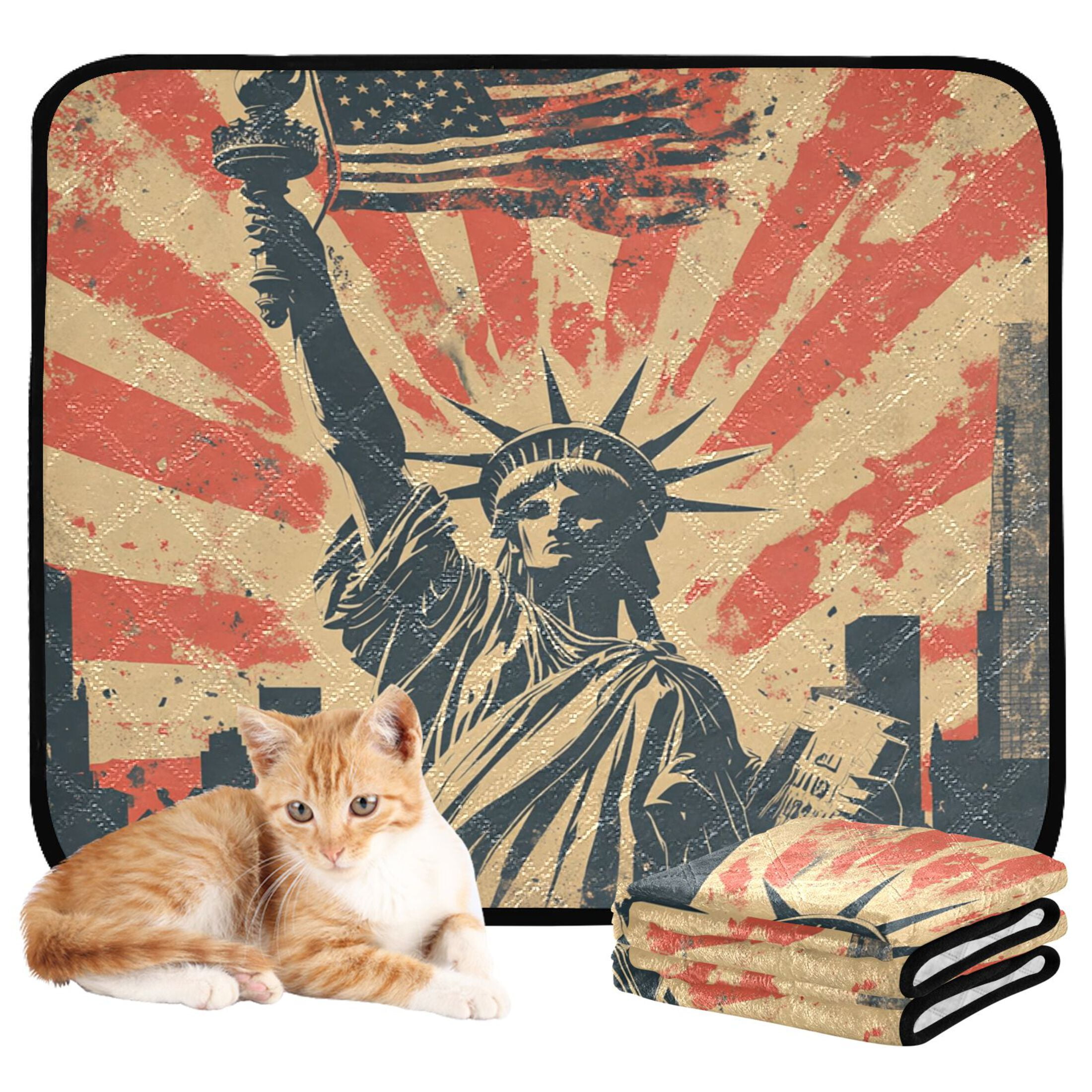 Qxltty Statue Of Liberty Cat litter Pads Pet Set of 3 Diaper Mats Center Anti-leakage Layer Absorbent Soft and Comfortable
