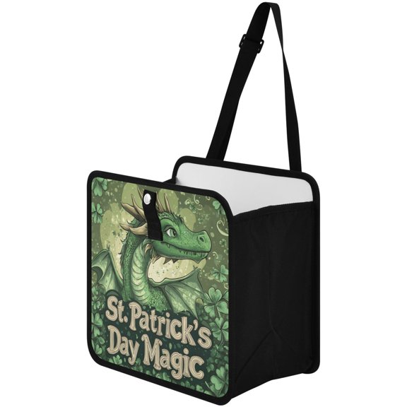 Qxltty Stpatricks Day Anime Dragon Car Dumpster Collapsible Rear Seat Suspension Trash for Front Seat Center Console in Vehicle