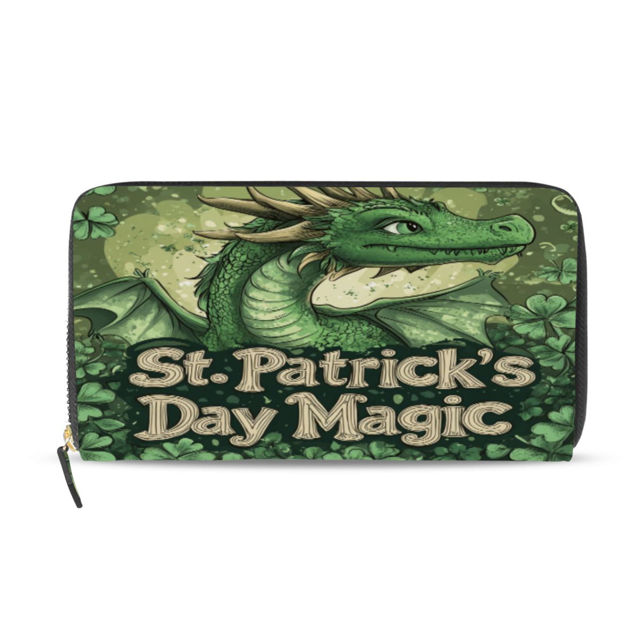 Qxltty Stpatricks Day Anime Dragon Women's Leather Wallet Fashion Retro ...