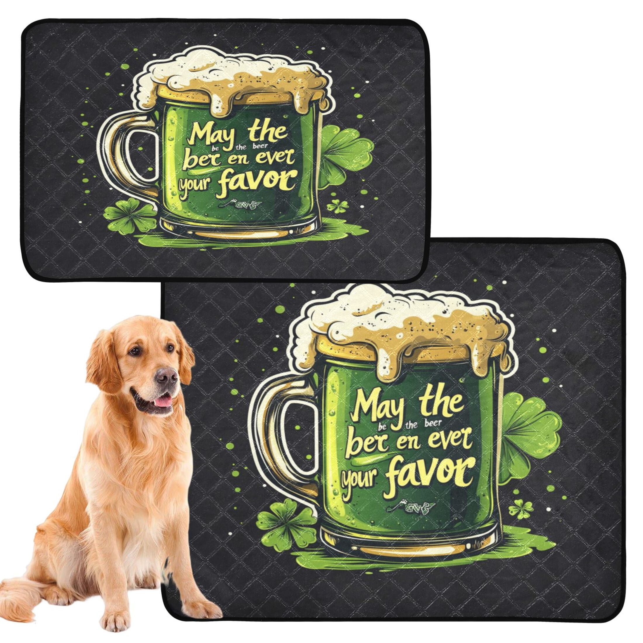 Qxltty Stpatricks Day Beer Cat litter Pads Pet Set of 2 Diaper Mats Center Anti-leakage Layer Absorbent Soft and Comfortable
