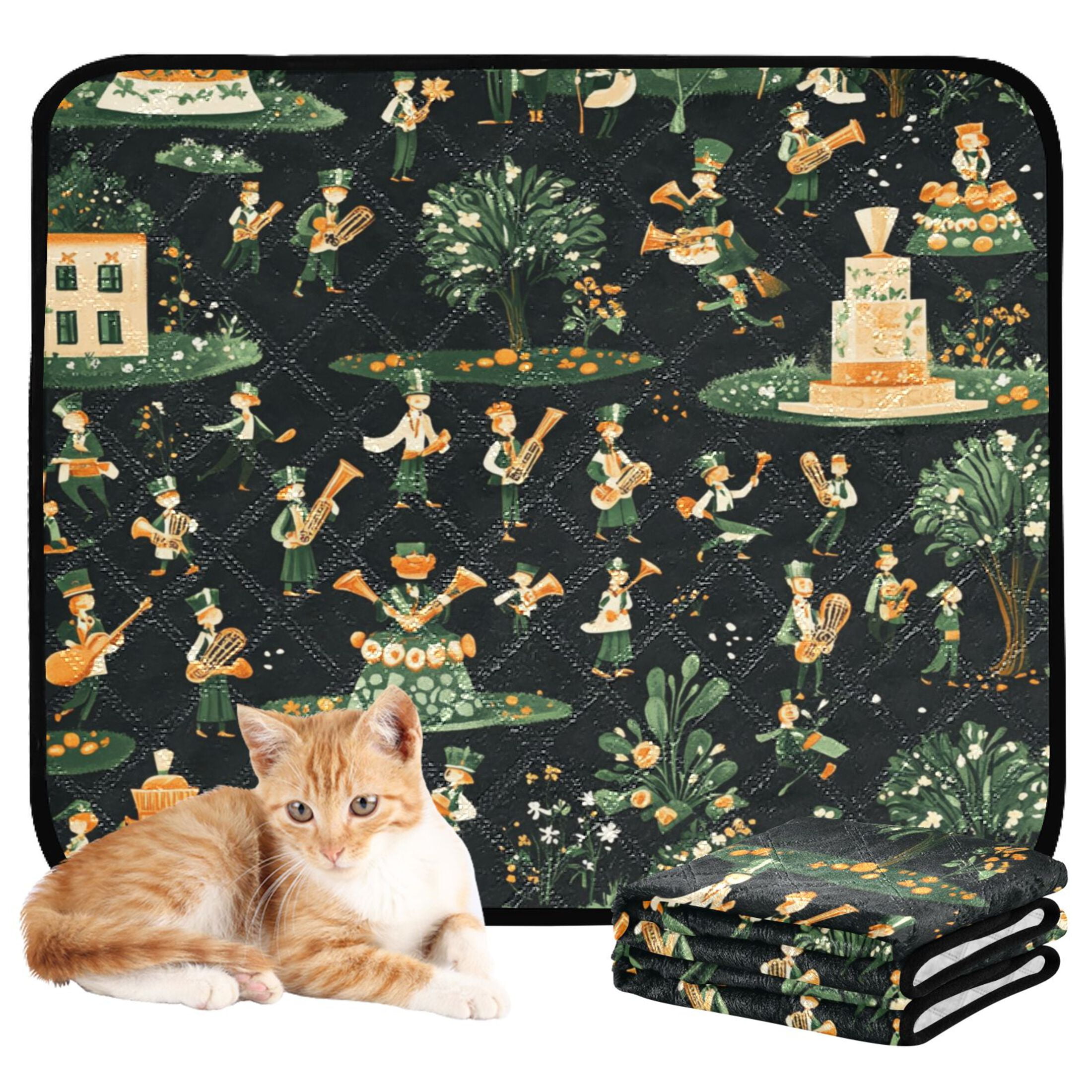 Qxltty Stpatricks Day Celebration Patterns Cat litter Pads Pet Set of 3 Diaper Mats Center Anti-leakage Layer Absorbent Soft and Comfortable