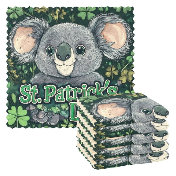 Qxltty Stpatricks Day Cute Koala Kitchen Towels Set of 6 Ultra Soft Absorbent Quick Drying Dish Cloths 11 x 11in