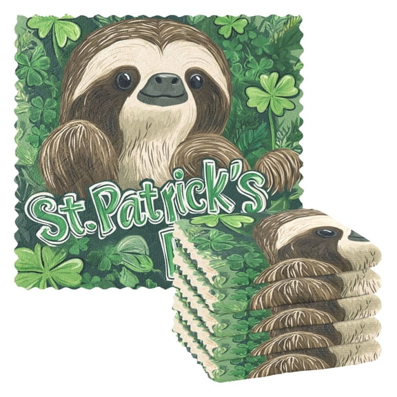 Qxltty Stpatricks Day Cute Sloth Kitchen Towels Set of 6 Ultra Soft Absorbent Quick Drying Dish Cloths 11 x 11in