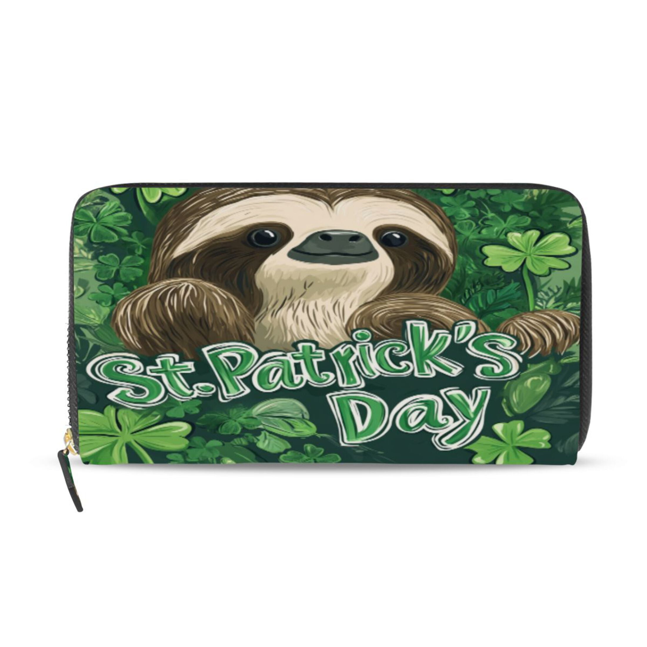 Qxltty Stpatricks Day Cute Sloth Women's Leather Wallet Fashion Retro ...