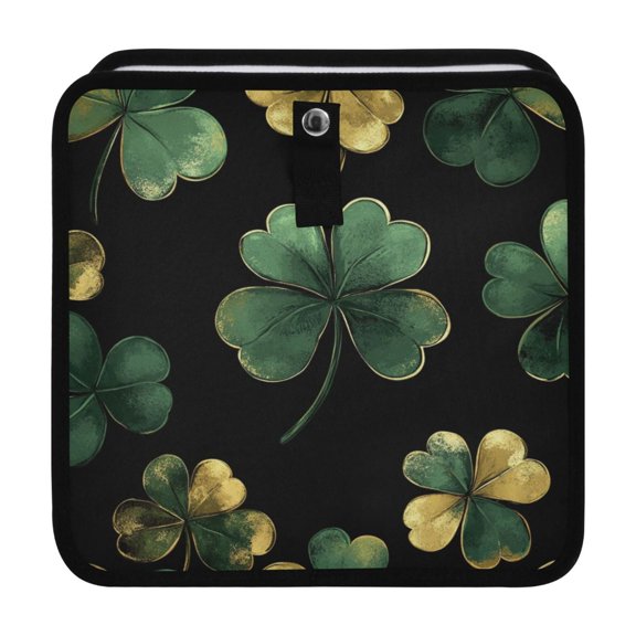 Qxltty Stpatricks Day Four Leaf Clover Car Dumpster Collapsible Rear Seat Suspension Trash for Front Seat Center Console in Vehicle