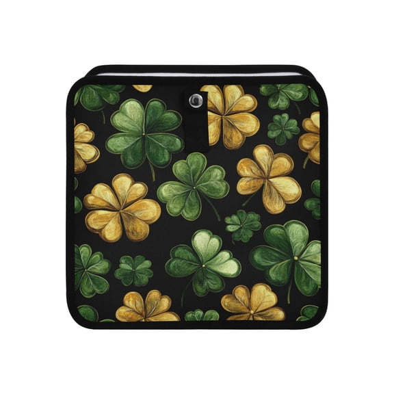 Qxltty Stpatricks Day Four Leaves Clover Car Dumpster Collapsible Rear Seat Suspension Trash for Front Seat Center Console in Vehicle