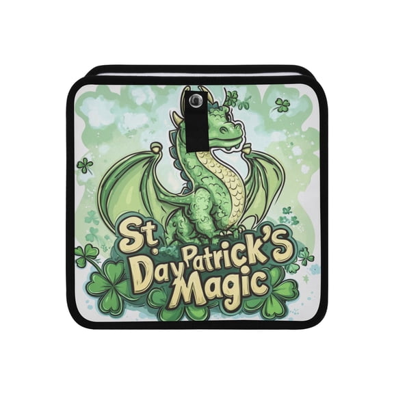 Qxltty Stpatricks Day Green Ceratopsians Car Dumpster Collapsible Rear Seat Suspension Trash for Front Seat Center Console in Vehicle