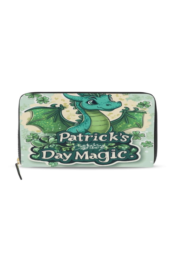Stpatricks Day Green Dragons Women's Leather Wallet Fashion Retro Multi Card Holder with Cell Phone Pocket Mothers Day Gifts