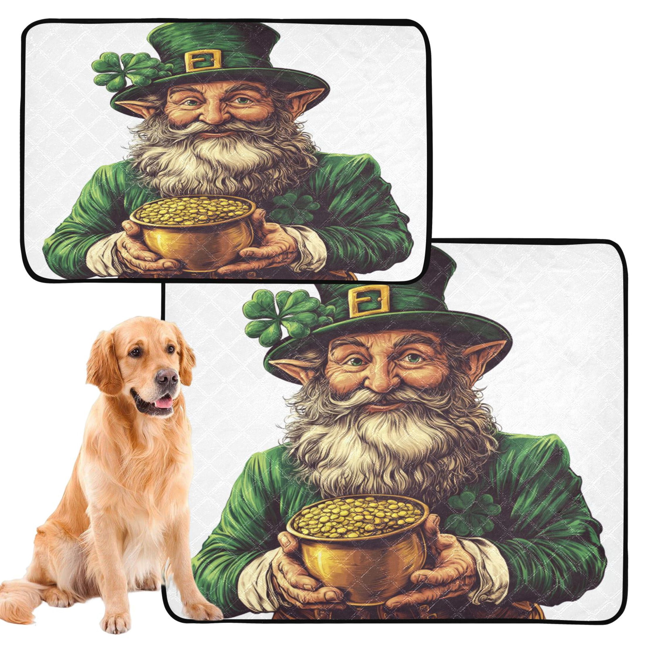 Qxltty Stpatricks Day Leprechaun Cat litter Pads Pet Set of 2 Diaper Mats Center Anti-leakage Layer Absorbent Soft and Comfortable
