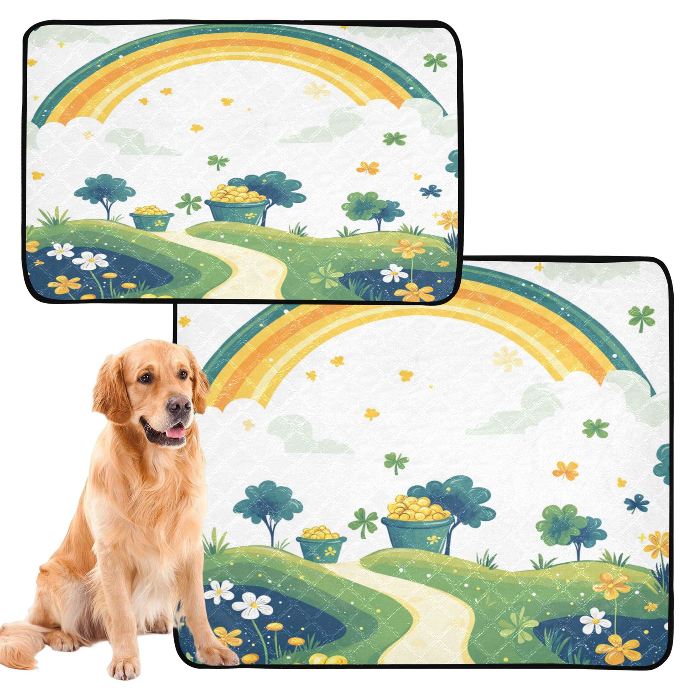 Qxltty Stpatricks Day Wild Gold Bags Cat litter Pads Pet Set of 2 Diaper Mats Center Anti-leakage Layer Absorbent Soft and Comfortable