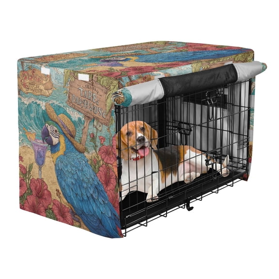 Qxltty Straw Hat Parrot Crate Cover Durable Oxford Cloth Pet Kennel Sunshade Universal Fit for 35in Wire Cage