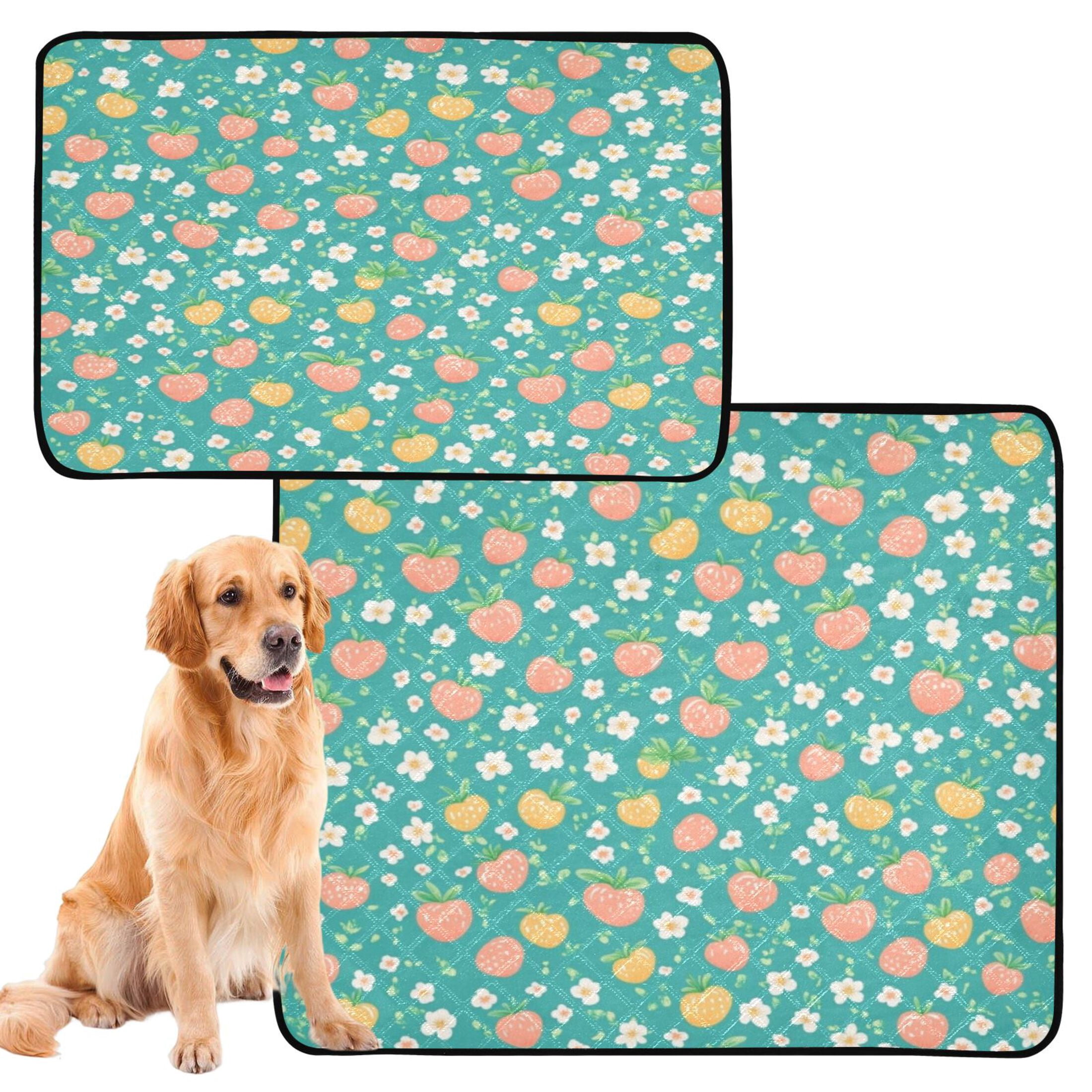 Qxltty Strawberries Flowers Pattern Cat litter Pads Pet Set of 2 Diaper Mats Center Anti-leakage Layer Absorbent Soft and Comfortable
