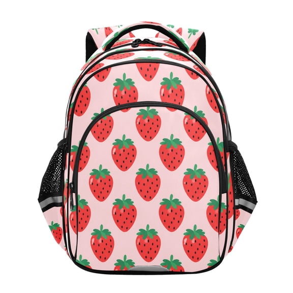 Qxltty Strawberry Backpack Lightweight Multi Pocket Daypack Reflective Bookbag with Adjustable Straps