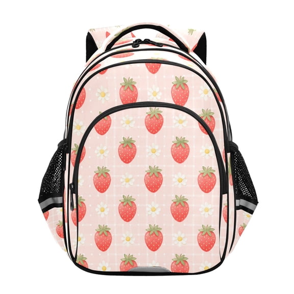 Qxltty Strawberry Daisy Backpack Lightweight Multi Pocket Daypack Reflective Bookbag with Adjustable Straps
