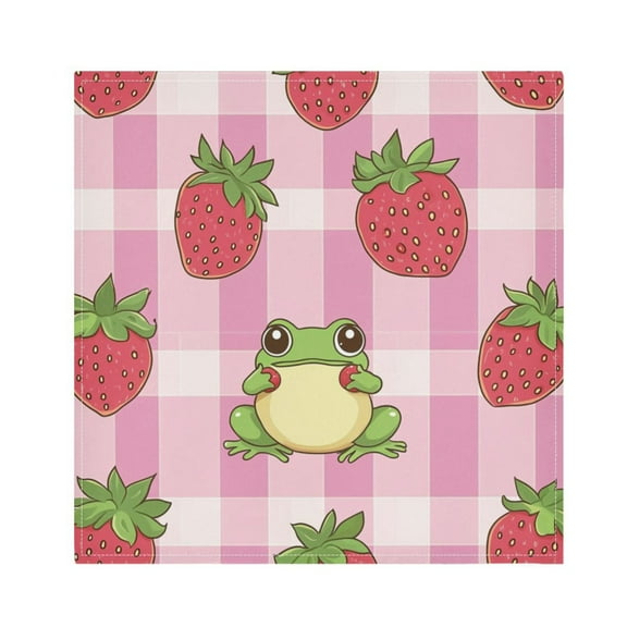 Qxltty Strawberry Frog Pattern Napkins 20×20in Perfect for Parties Dinners Weddings Cocktail Housewarming Cloth Napkins Set of 6