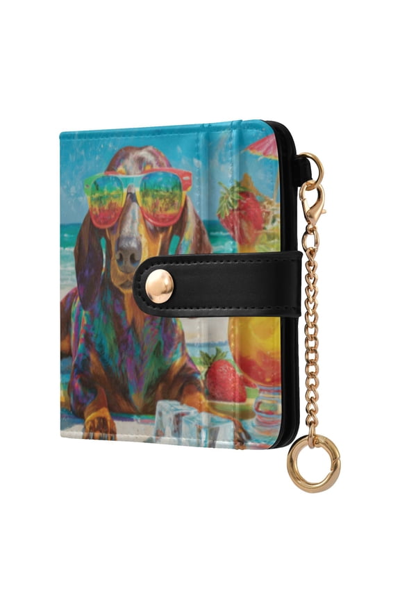 Summer Dachshund Ladies Wallet Rfid Slim Thin Compact Credit Card Women Wallet Zipper Coin Pocket and ID Window for Female Gifts