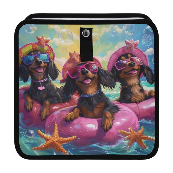 Qxltty Summer Dachshunds Car Dumpster Collapsible Rear Seat Suspension Trash for Front Seat Center Console in Vehicle