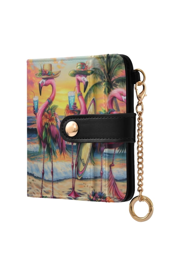 Summer Flamingo Ladies Wallet Rfid Slim Thin Compact Credit Card Women Wallet Zipper Coin Pocket and ID Window for Female Gifts