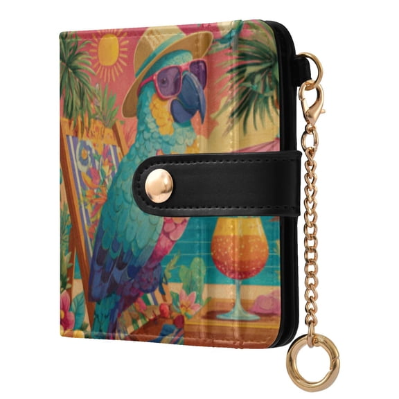 Qxltty Summer Parrot Ladies Wallet Rfid Slim Thin Compact Credit Card Women Wallet Zipper Coin Pocket and ID Window for Female Gifts
