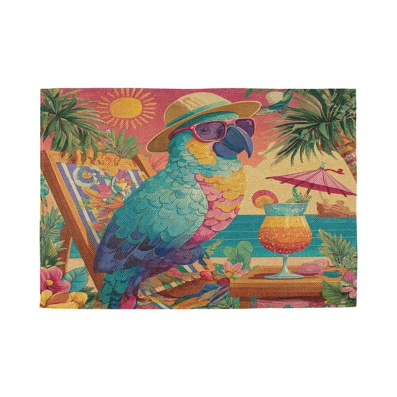 Qxltty Summer Parrot Placemats Set of 1 Heat Resistant Non-Slip Place mat for Dining Table Washable Durable Polyester Woven Table Decorations