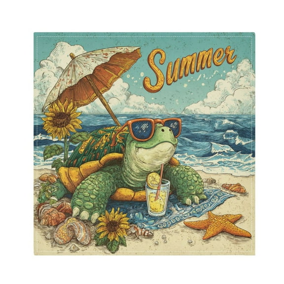 Qxltty Summer Turtle Napkins 20×20in Perfect for Parties Dinners Weddings Cocktail Housewarming Cloth Napkins Set of 6