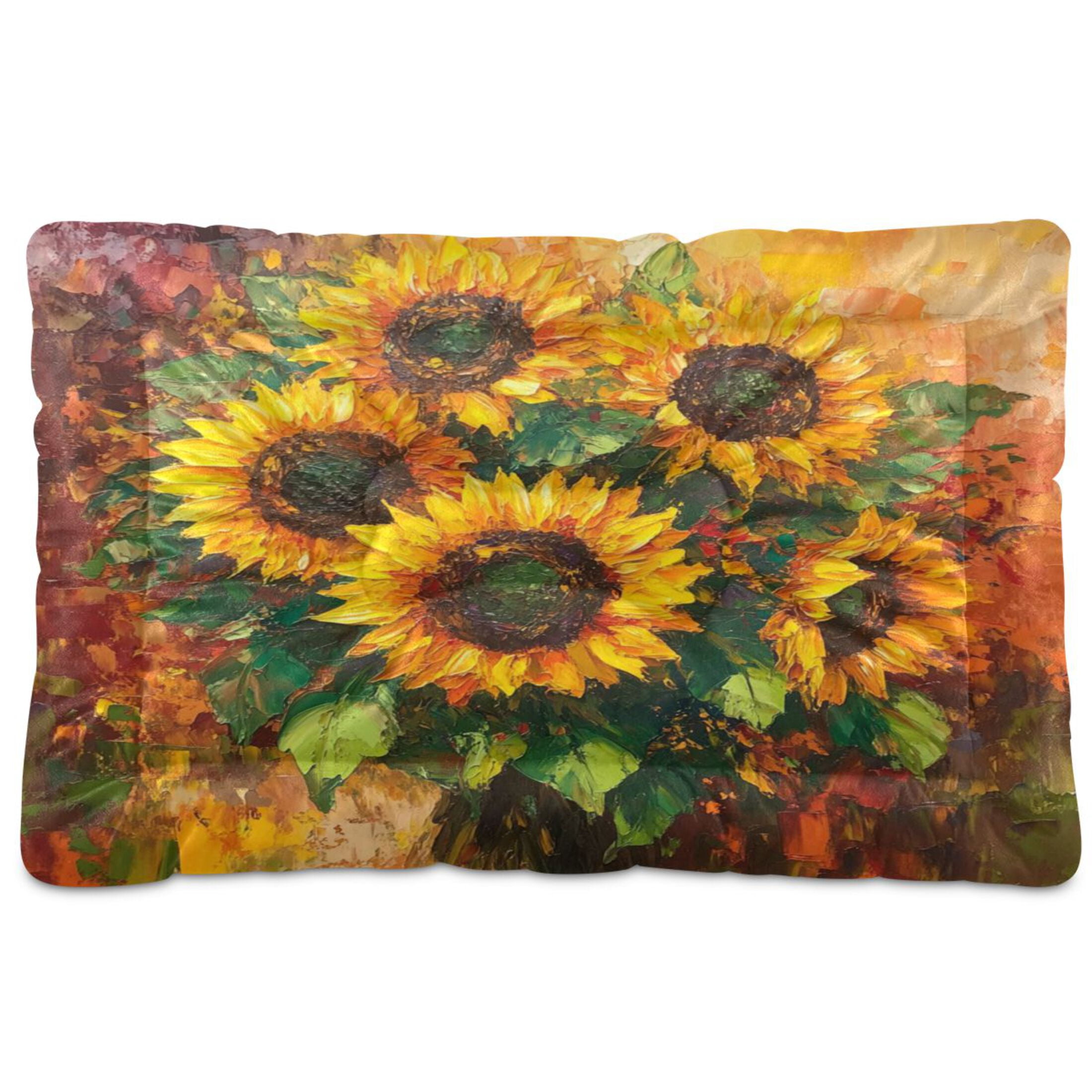 Qxltty Sunflower Bouquet Ped Pad Wear-resistant and Hard to Bite Through Sleeping Pad for Small Medium Large Dogs Winter Pet Bed 36×24in