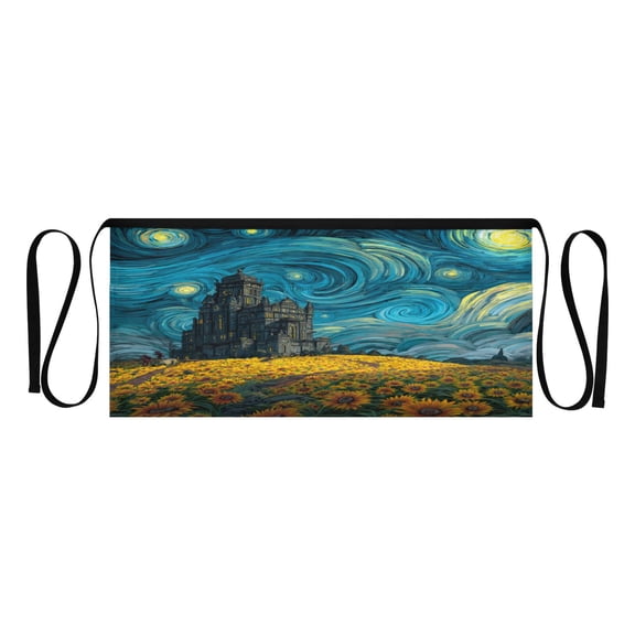 Qxltty Sunflower Field Kitchen Cooking Apron for Women Men with Pockets Waiter Short Aprons