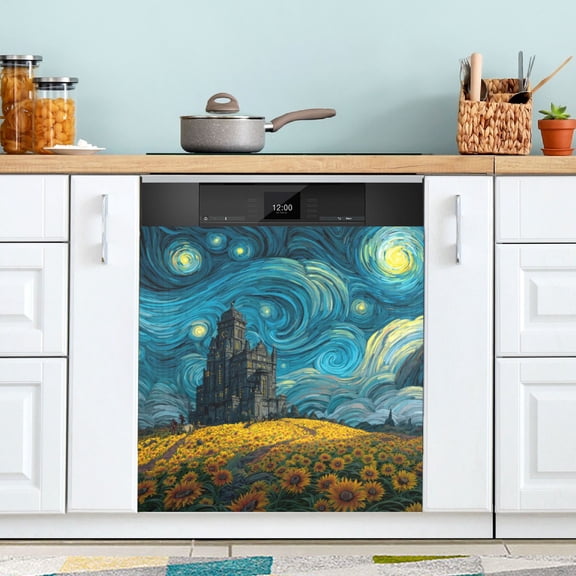 Qxltty Sunflower Field Magnetic Dishwasher Sticker Refrigerator Cover Washing Machine Panel Kitchen Appliance Decoration 2326in
