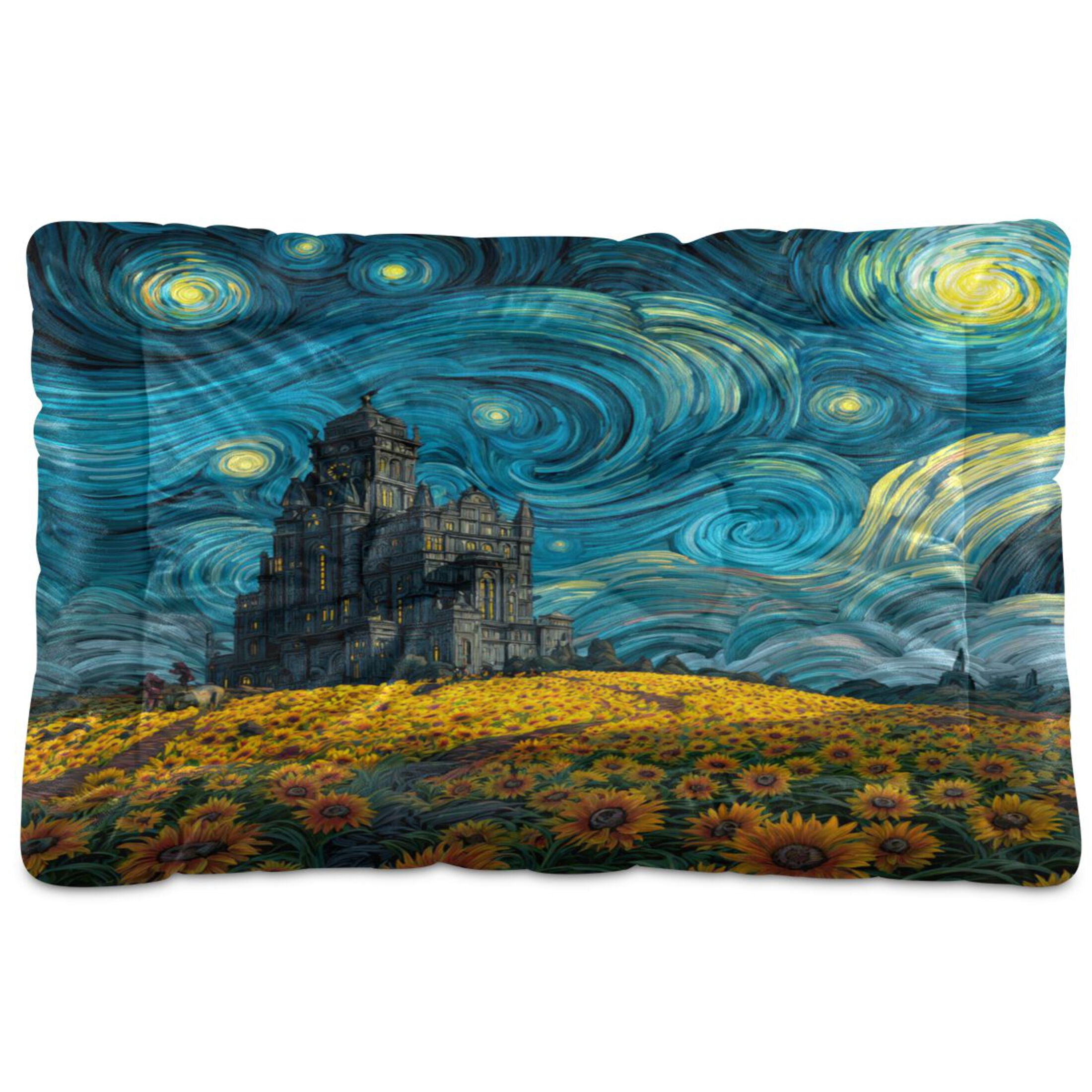 Qxltty Sunflower Field Ped Pad Wear-resistant and Hard to Bite Through Sleeping Pad for Small Medium Large Dogs Winter Pet Bed 36×24in