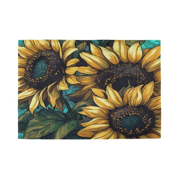 Qxltty Sunflower Graffiti Art Placemats Set of 1 Heat Resistant Non-Slip Place mat for Dining Table Washable Durable Polyester Woven Table Decorations