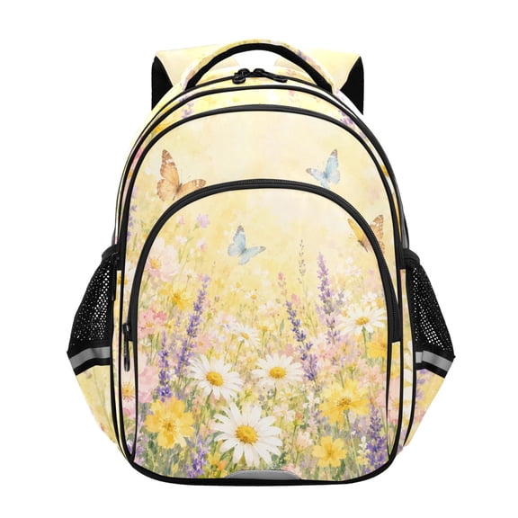 Qxltty Sunlit Flower Backpack Lightweight Multi Pocket Daypack Reflective Bookbag with Adjustable Straps