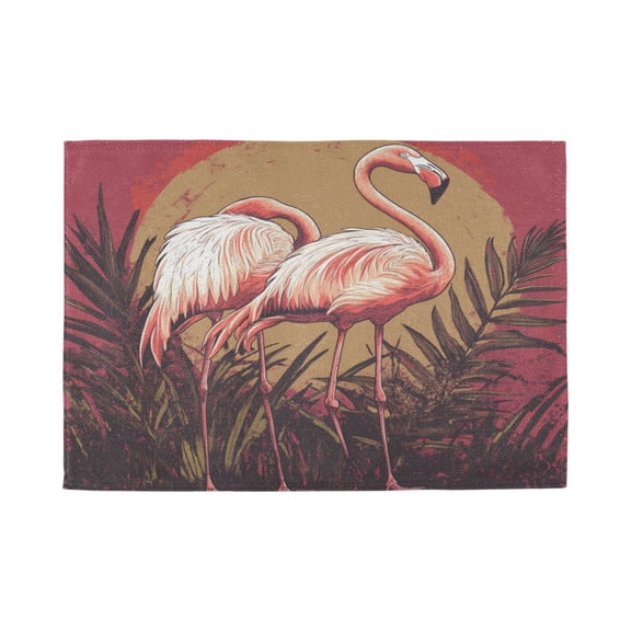 Qxltty Sunset Flamingo Pattern Placemats Set of 1 Heat Resistant Non-Slip Place mat for Dining Table Washable Durable Polyester Woven Table Decorations