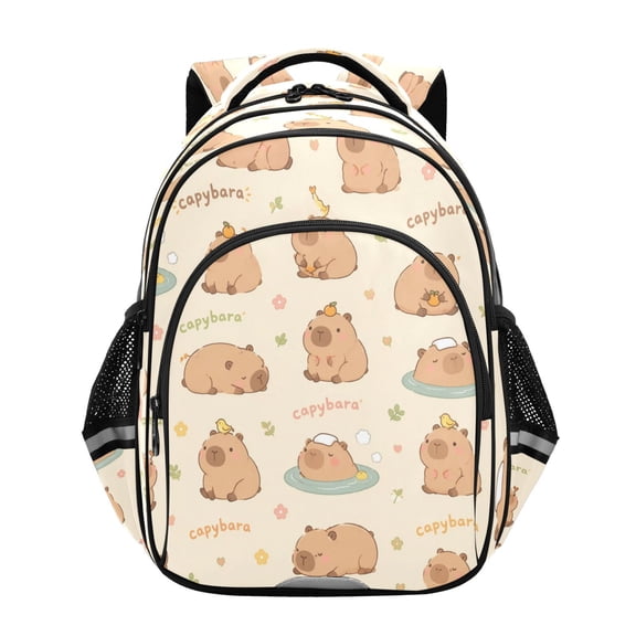 Qxltty Super Cute Capybara Backpack Lightweight Multi Pocket Daypack Reflective Bookbag with Adjustable Straps
