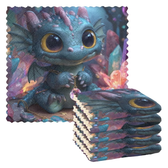 Qxltty Super Cute Dragon 6 Pack Dish Cloths Dish Towels Reusable Kitchen Hand Towels 1111in