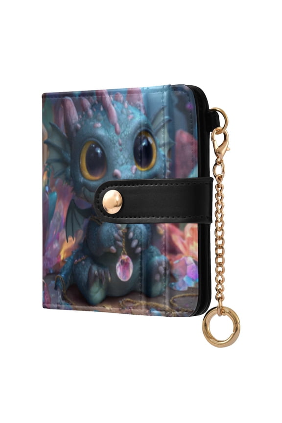 Super Cute Dragon Ladies Wallet Rfid Slim Thin Compact Credit Card Women Wallet Zipper Coin Pocket and ID Window for Female Gifts
