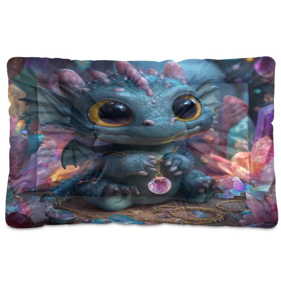 Qxltty Super Cute Dragon Ped Pad Wear-resistant and Hard to Bite Through Sleeping Pad for Small Medium Large Dogs Winter Pet Bed 24×18in