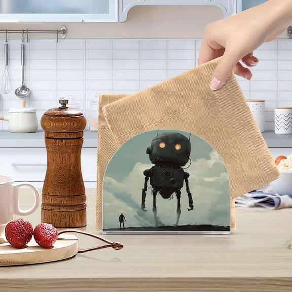 Qxltty Tall Digital Robot Acrylic Napkin Holder Set of 1 Transparent Dining Table Kitchen Cafeteria Home Decor 4.1x4.9x1.97in