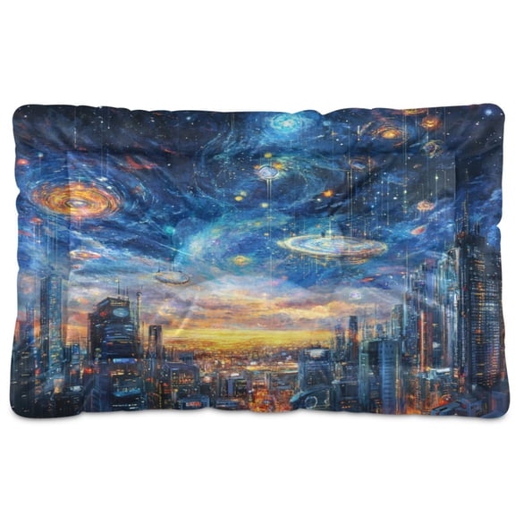 Qxltty Techno City Ped Pad Wear-resistant and Hard to Bite Through Sleeping Pad for Small Medium Large Dogs Winter Pet Bed 36×24in