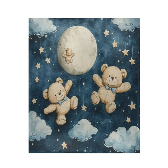 Qxltty Teddy Bear Night Sky Pattern Soft Cozy Fluffy Blankets for Couch Sofa Chair Bed Camping Picnic Travel Lightweight Bed 5060inch