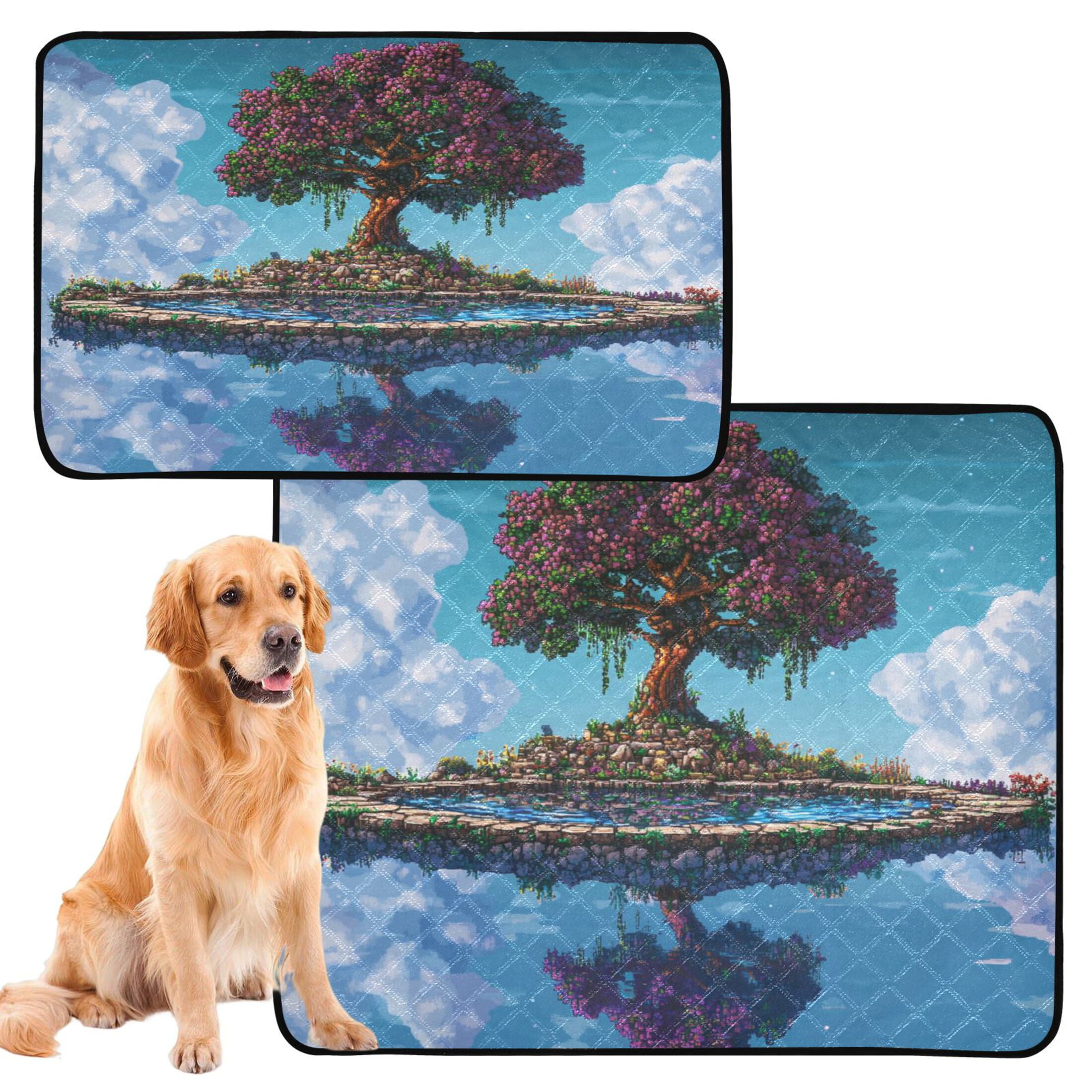 Qxltty Terraria Style Tree Cat litter Pads Pet Set of 2 Diaper Mats Center Anti-leakage Layer Absorbent Soft and Comfortable