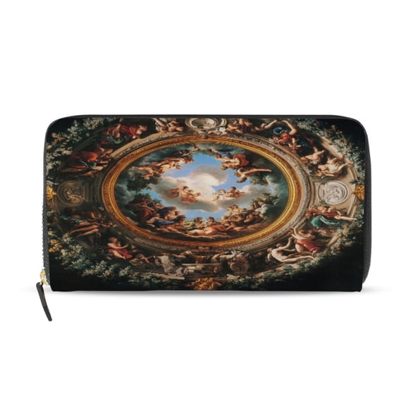 Qxltty The Baroque Pattern Women's Leather Wallet Fashion Retro Multi Card Holder with Cell Phone Pocket Mothers Day Gifts