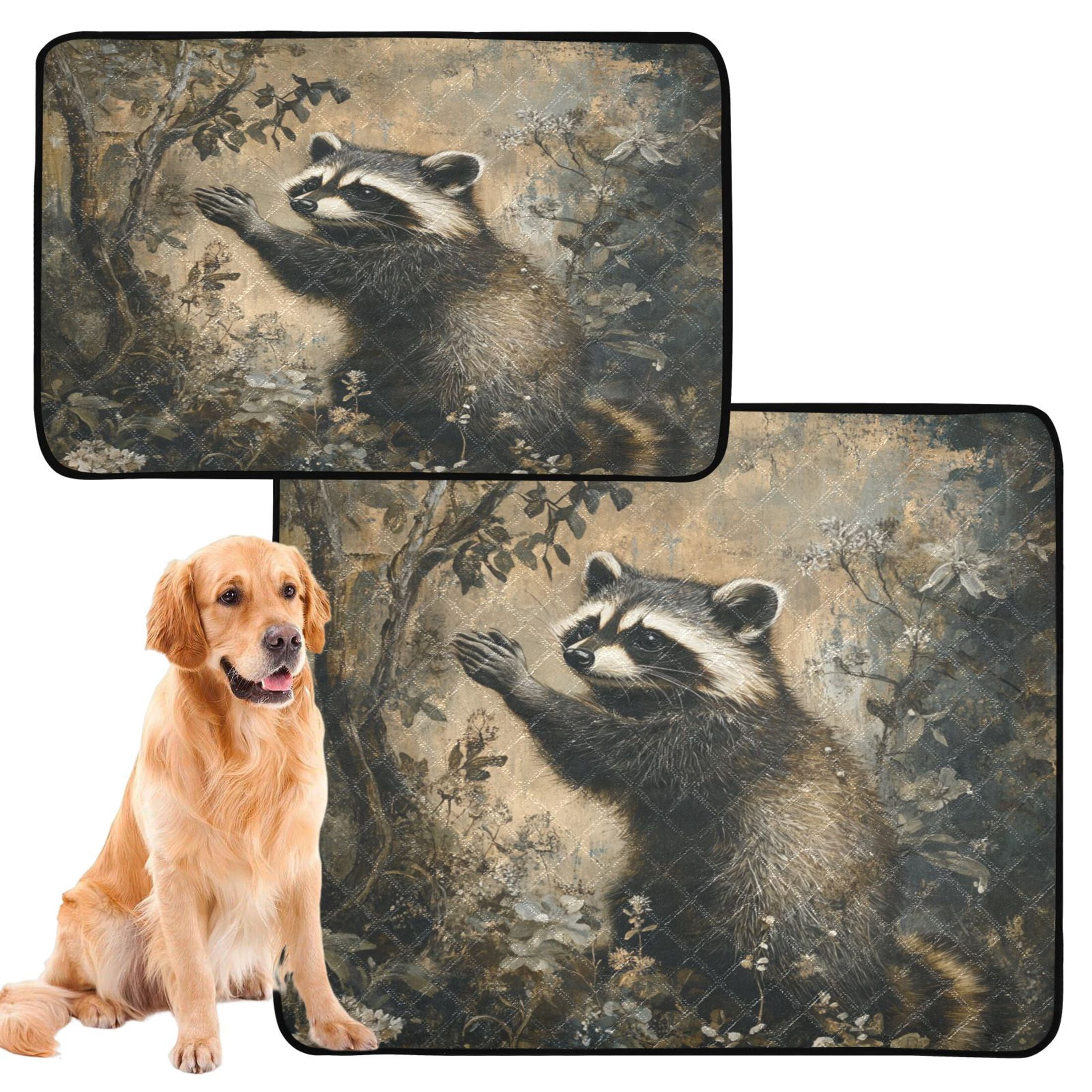 Qxltty The Cute Raccoon Cat litter Pads Pet Set of 2 Diaper Mats Center Anti-leakage Layer Absorbent Soft and Comfortable