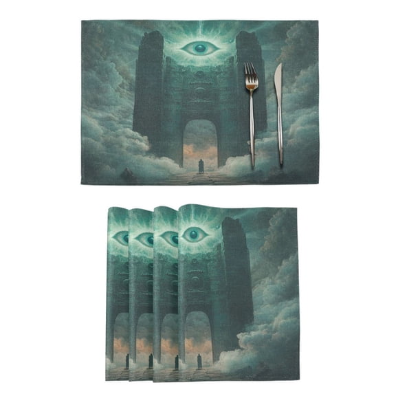 Qxltty The Eye Of Heaven Placemats Set of 4 Heat Resistant Non-Slip Place mat for Dining Table Washable Durable Polyester Woven Table Decorations