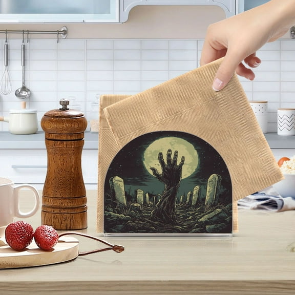 Qxltty The Graveyard Of Horrors Acrylic Napkin Holder Set of 2 Transparent Dining Table Kitchen Cafeteria Home Decor 4.1x4.9x1.97in