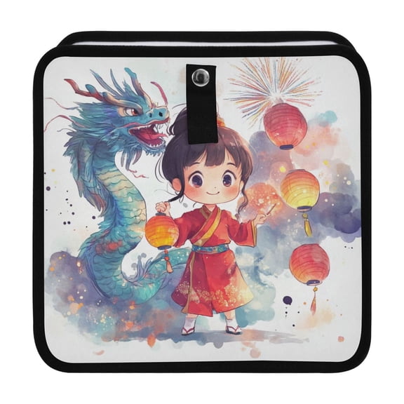 Qxltty The Lass Is Dancing with An Oriental Dragon Car Dumpster Collapsible Rear Seat Suspension Trash for Front Seat Center Console in Vehicle