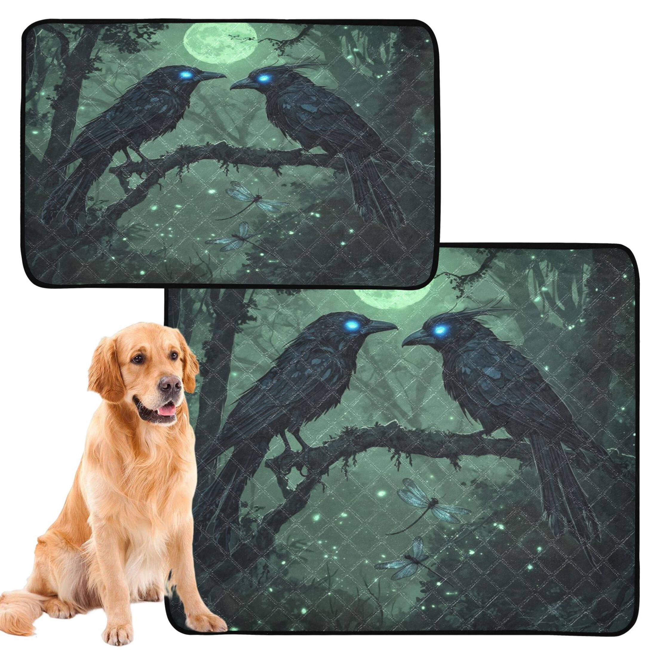 Qxltty The Midnight Crow Cat litter Pads Pet Set of 2 Diaper Mats Center Anti-leakage Layer Absorbent Soft and Comfortable